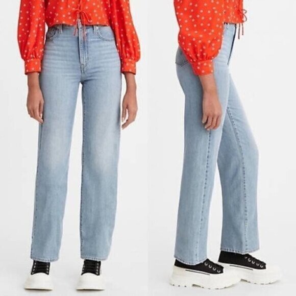NWT Levis High Rise Straight Leg Light Blue Wash Cropped Jeans Size 28 - Picture 1 of 10
